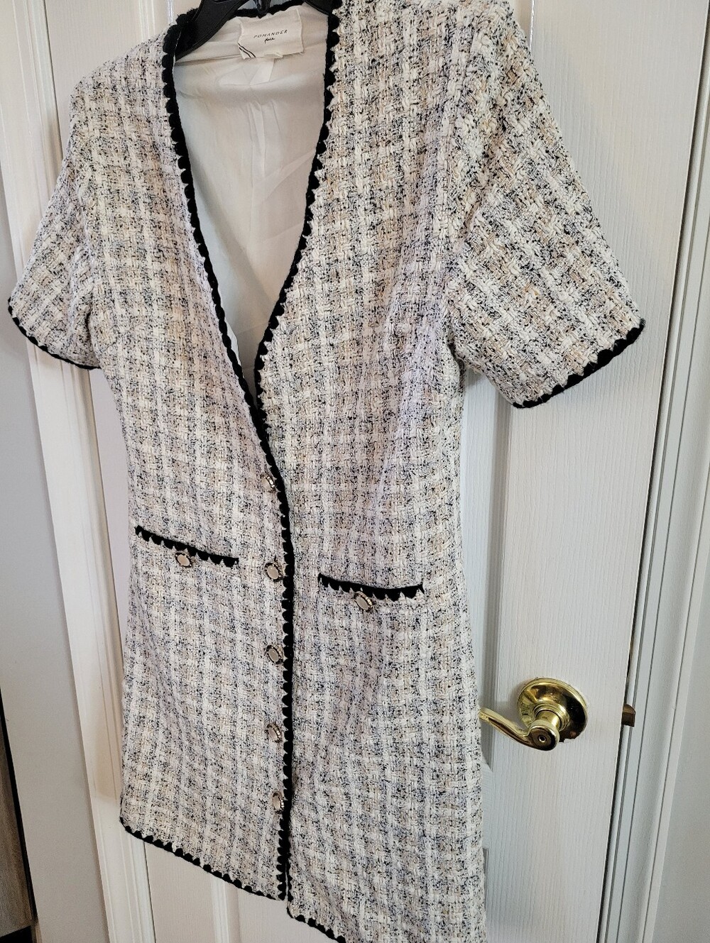 Pomander Place Tuckernuck White Tweed Josephine Mini Dress Size Small - Picture 5 of 11